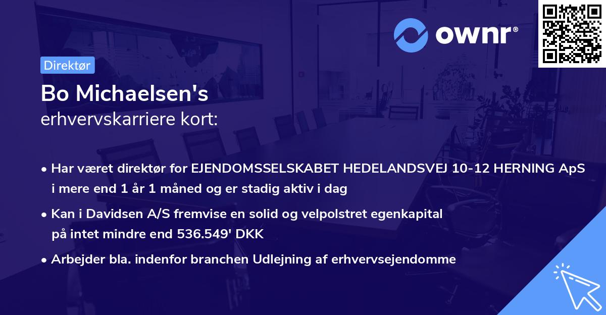 Bo Michaelsen's erhvervskarriere kort