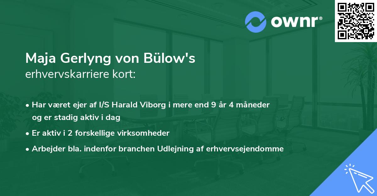 Maja Gerlyng von Bülow's erhvervskarriere kort