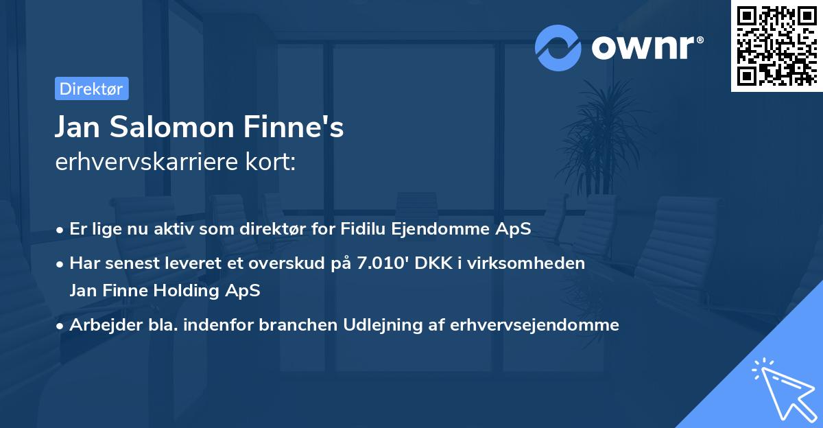 Jan Salomon Finne's erhvervskarriere kort