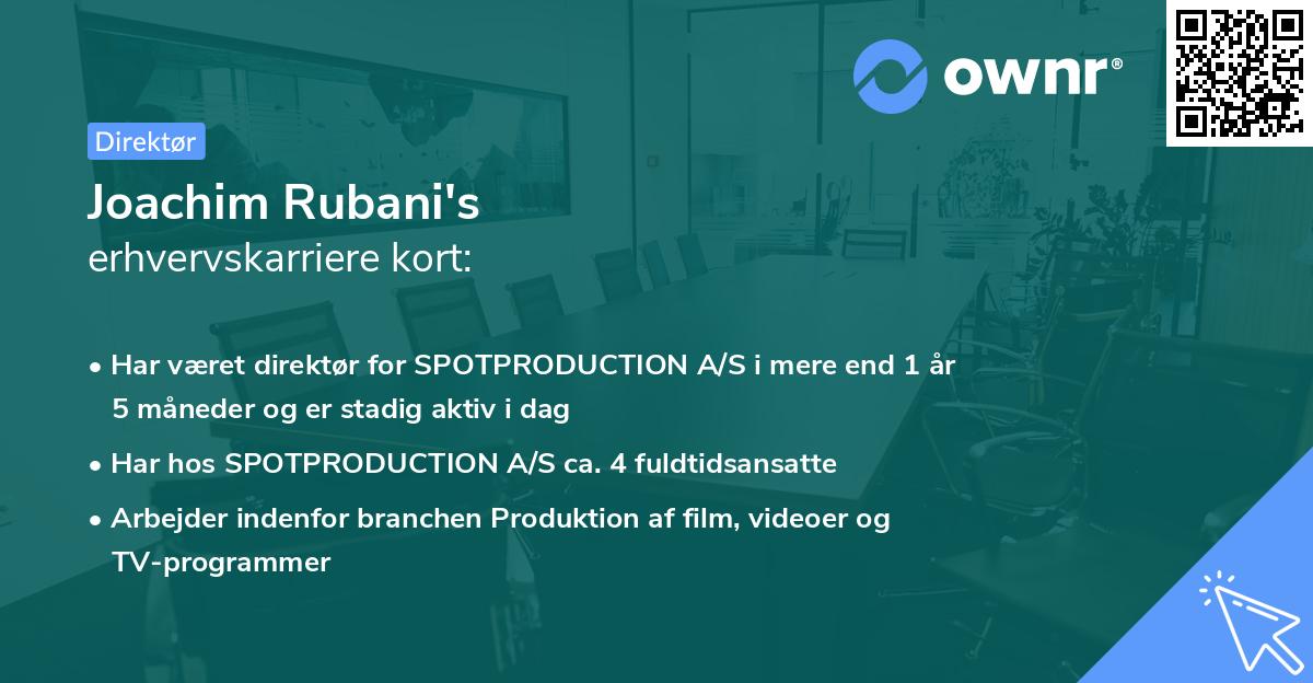Joachim Rubani's erhvervskarriere kort