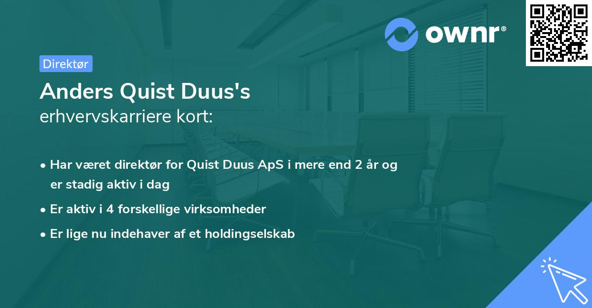 Anders Quist Duus's erhvervskarriere kort