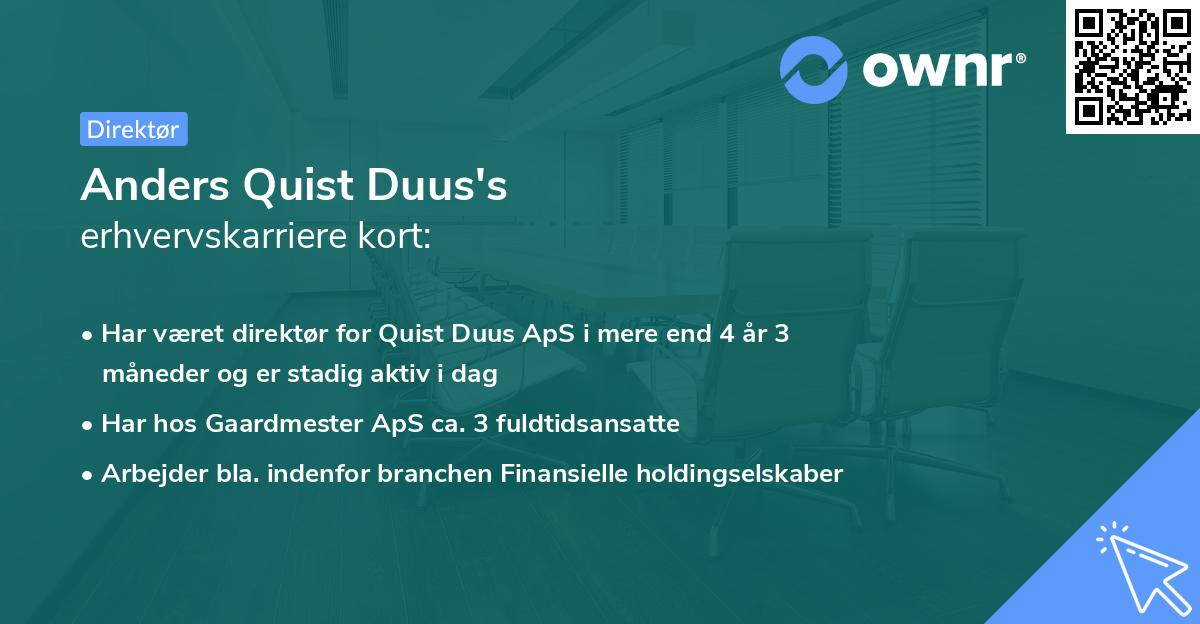 Anders Quist Duus's erhvervskarriere kort