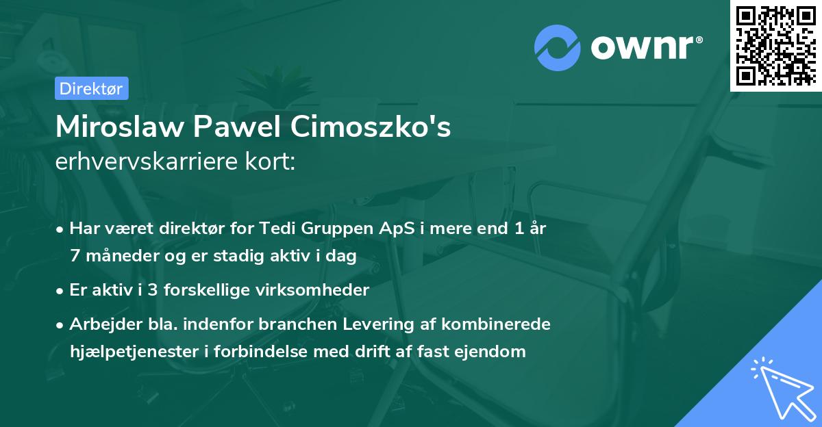 Miroslaw Pawel Cimoszko's erhvervskarriere kort