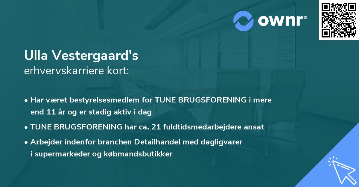 Ulla Vestergaard's erhvervskarriere kort