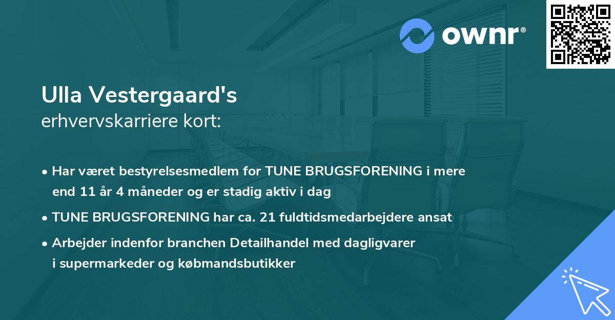 Ulla Vestergaard's erhvervskarriere kort