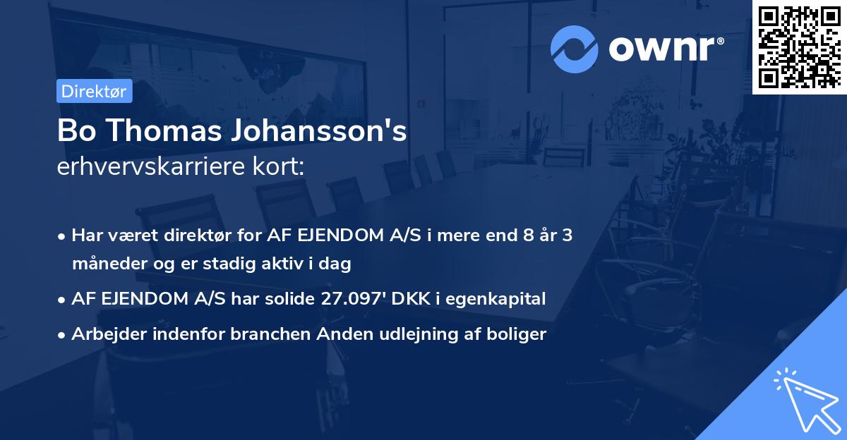 Bo Thomas Johansson's erhvervskarriere kort