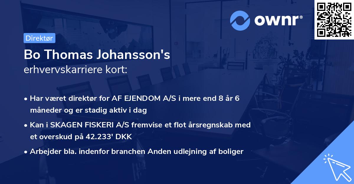 Bo Thomas Johansson's erhvervskarriere kort
