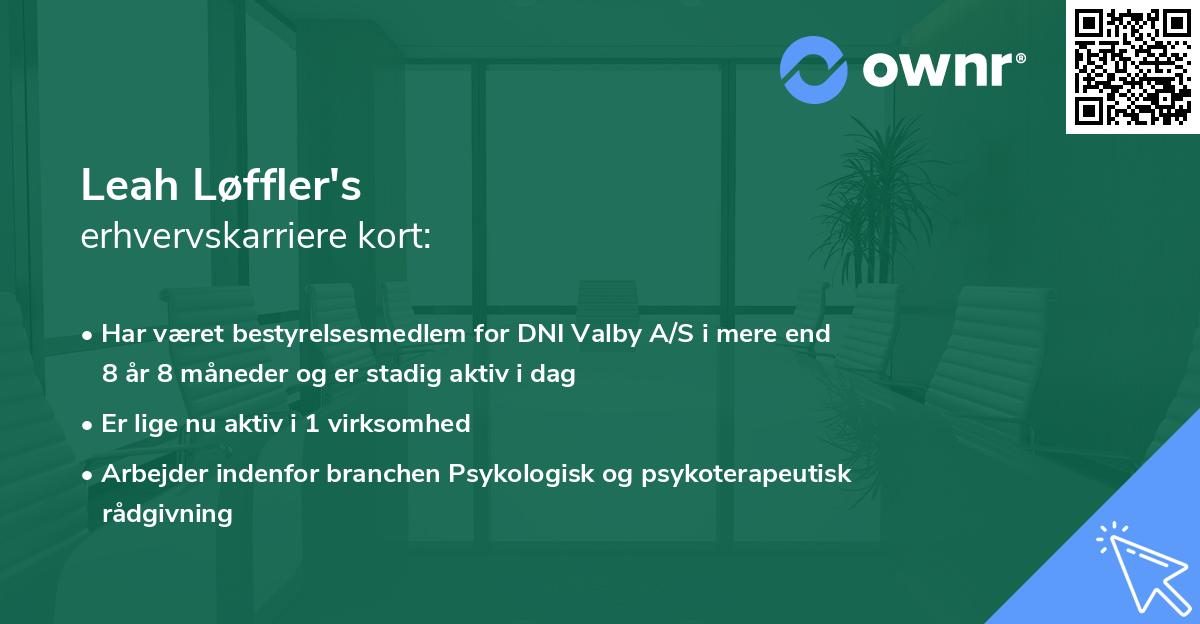 Leah Løffler's erhvervskarriere kort