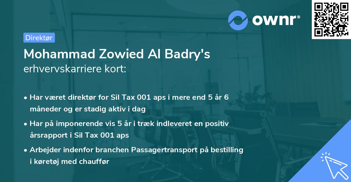 Mohammad Zowied Al Badry's erhvervskarriere kort