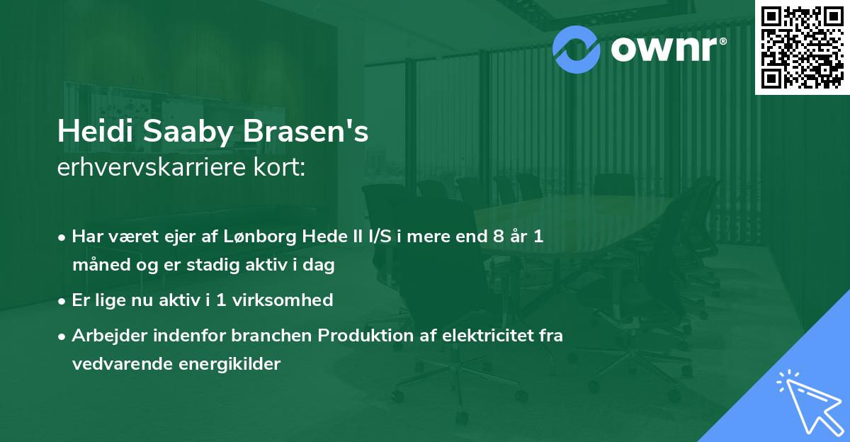 Heidi Saaby Brasen's erhvervskarriere kort