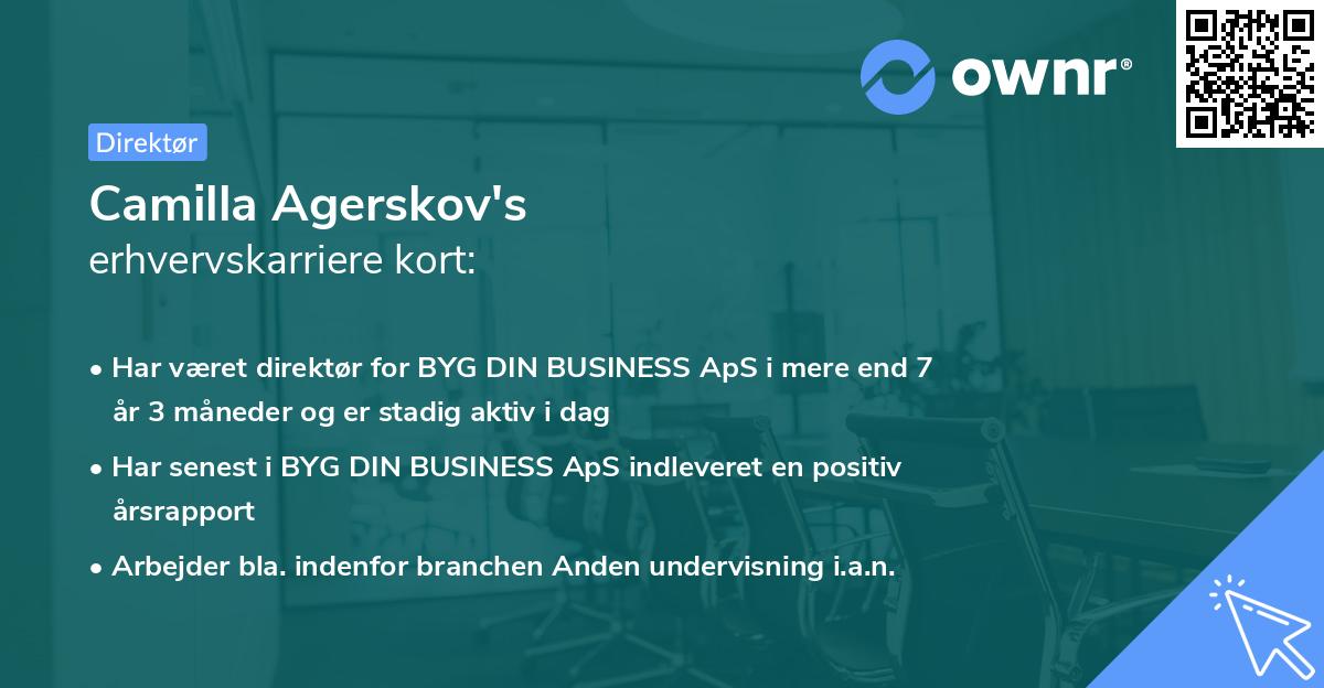 Camilla Agerskov's erhvervskarriere kort