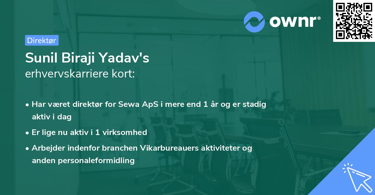 Sunil Biraji Yadav's erhvervskarriere kort