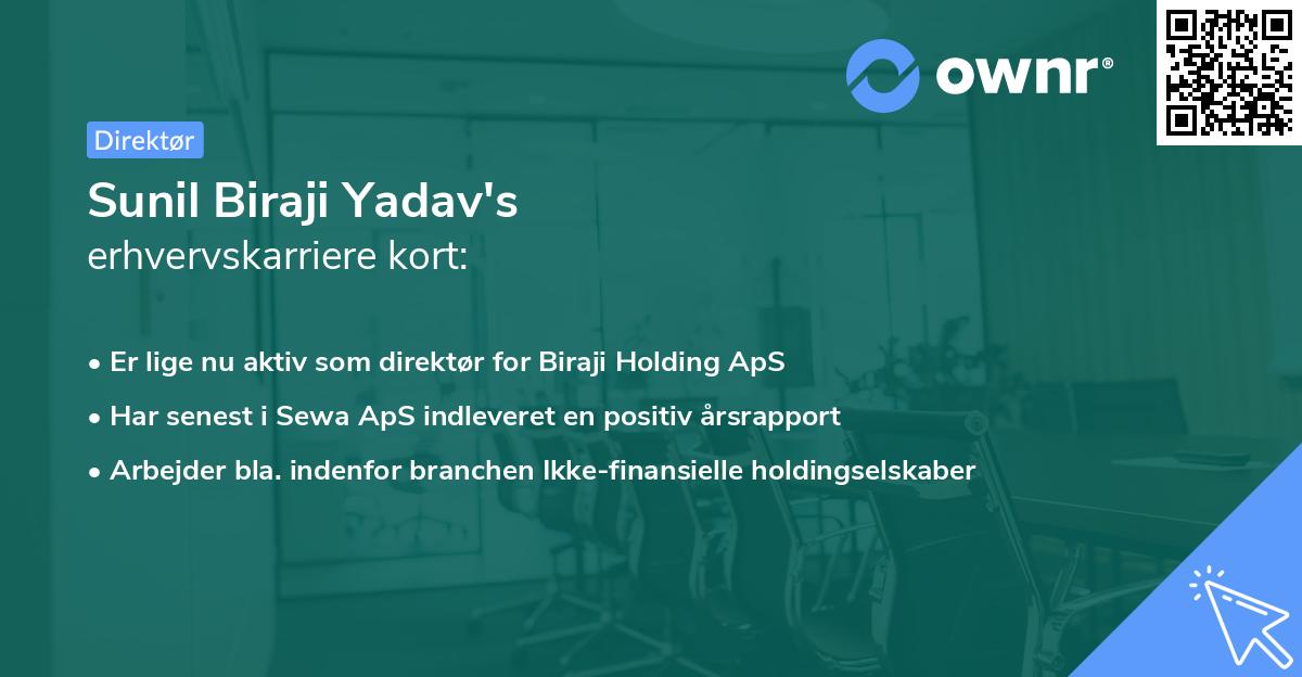 Sunil Biraji Yadav's erhvervskarriere kort