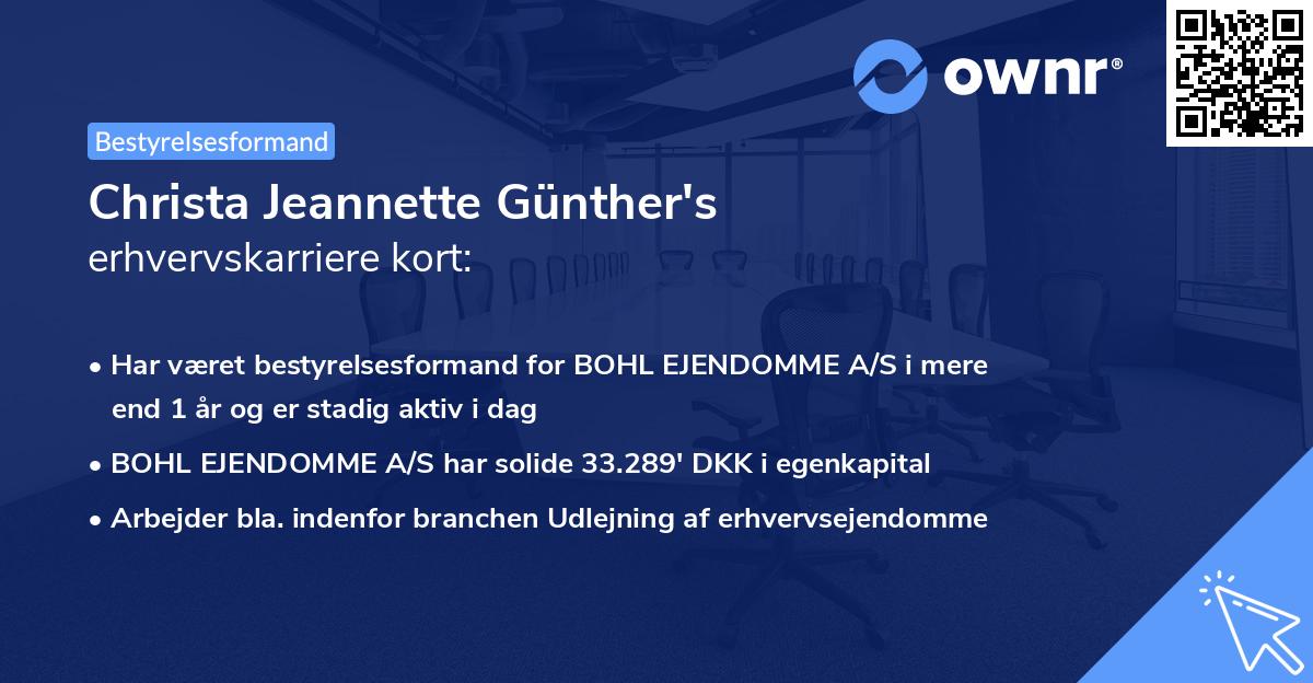 Christa Jeannette Günther's erhvervskarriere kort