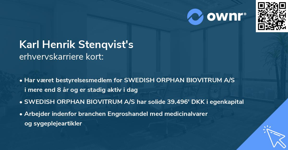 Karl Henrik Stenqvist's erhvervskarriere kort