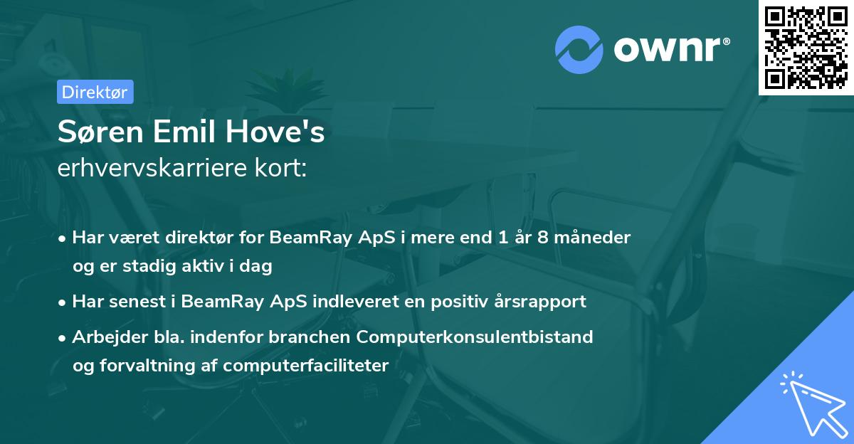 Søren Emil Hove's erhvervskarriere kort