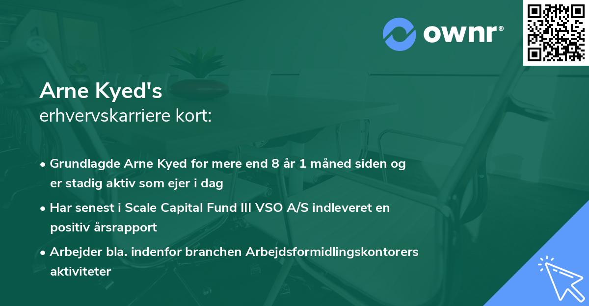 Arne Kyed's erhvervskarriere kort