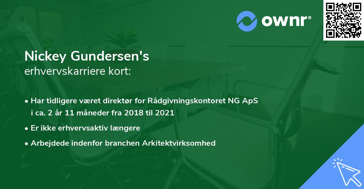 Nickey Gundersen's erhvervskarriere kort