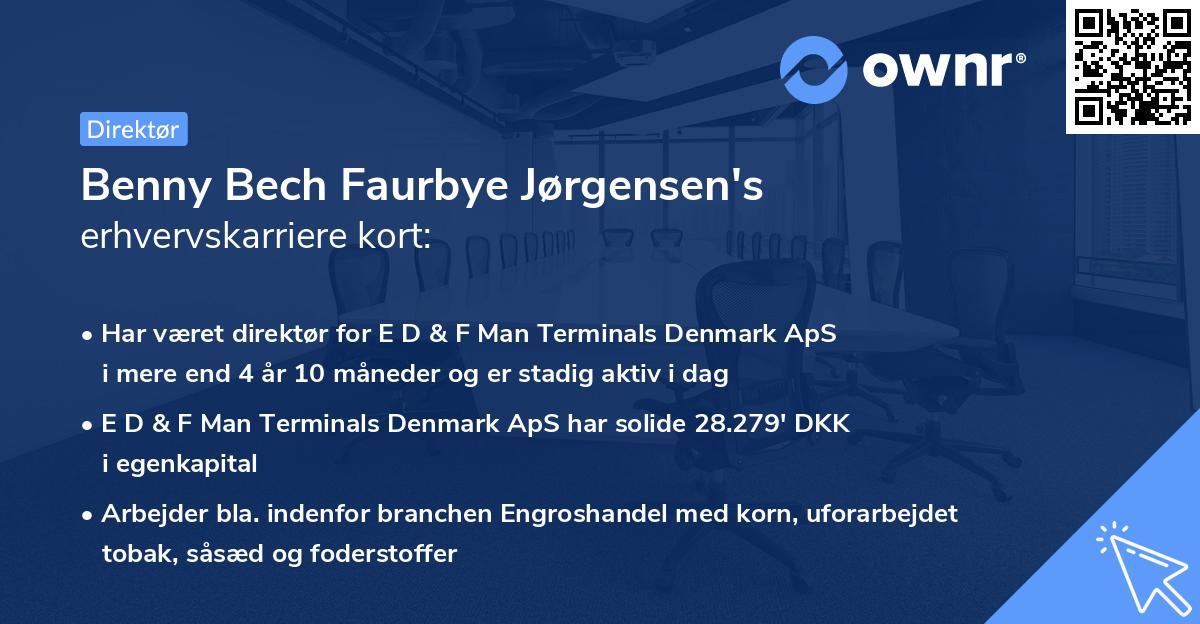 Benny Bech Faurbye Jørgensen's erhvervskarriere kort