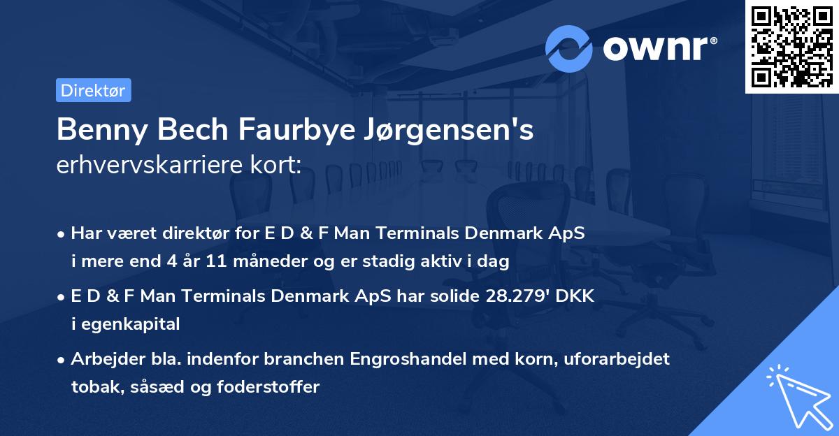 Benny Bech Faurbye Jørgensen's erhvervskarriere kort