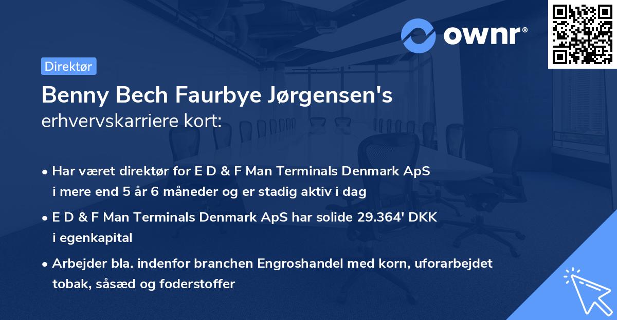 Benny Bech Faurbye Jørgensen's erhvervskarriere kort