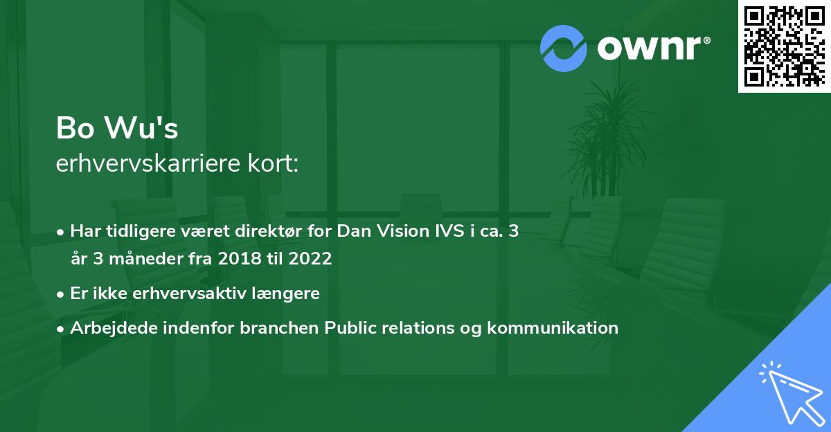 Bo Wu's erhvervskarriere kort