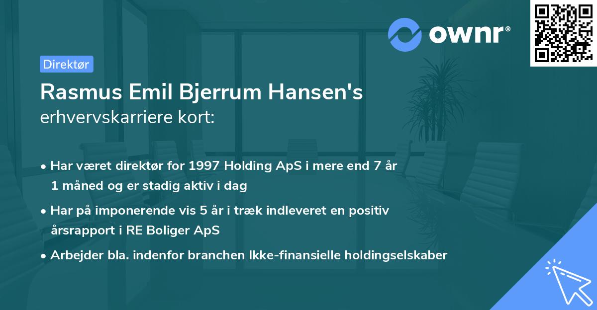 Rasmus Emil Bjerrum Hansen's erhvervskarriere kort