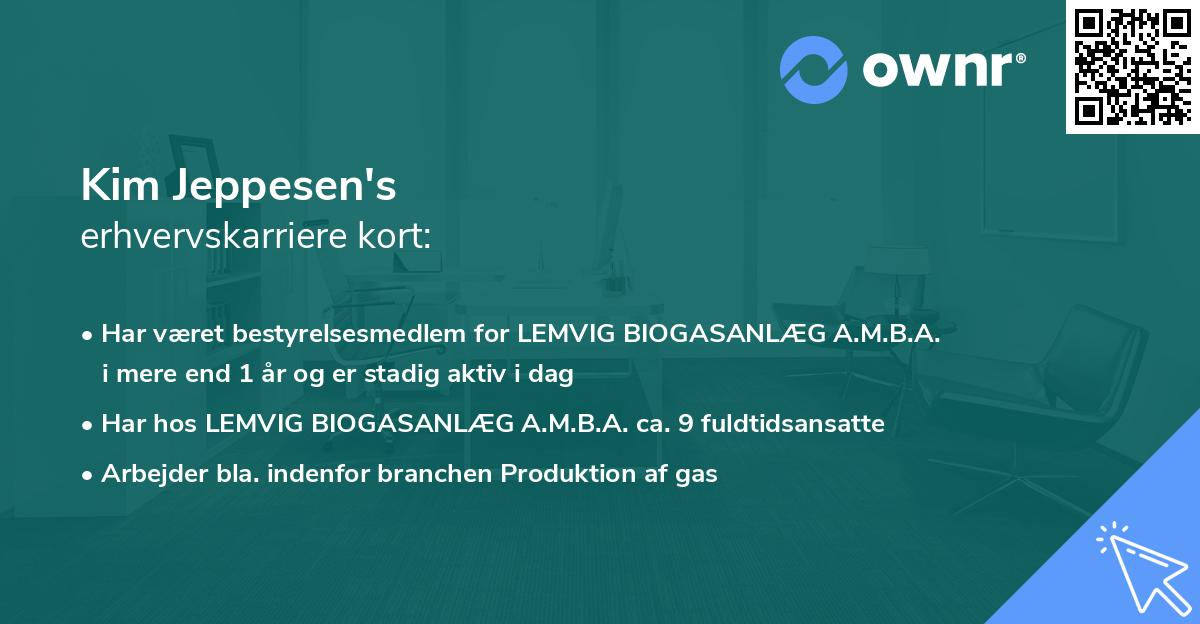 Kim Jeppesen's erhvervskarriere kort