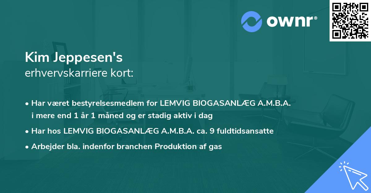 Kim Jeppesen's erhvervskarriere kort