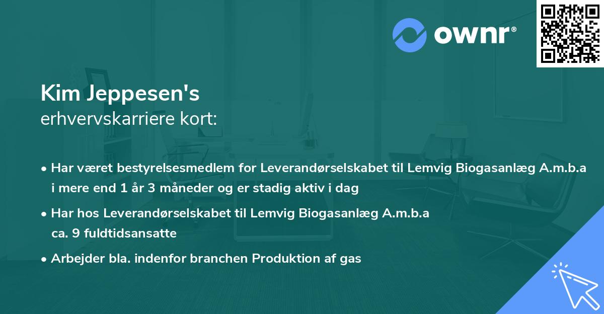 Kim Jeppesen's erhvervskarriere kort