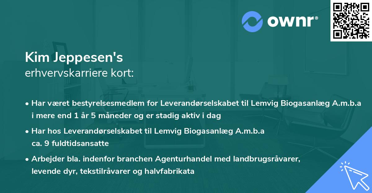 Kim Jeppesen's erhvervskarriere kort