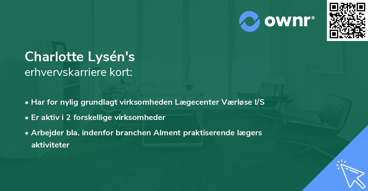 Charlotte Lysén's erhvervskarriere kort