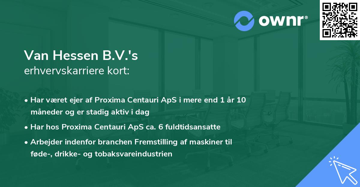 Van Hessen B.V.'s erhvervskarriere kort