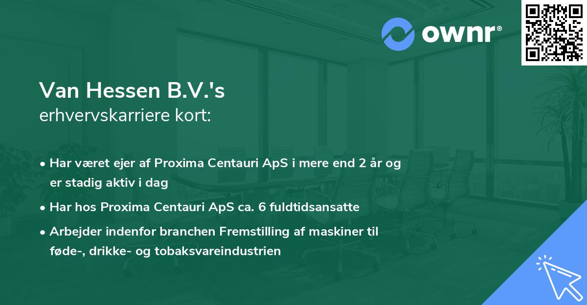 Van Hessen B.V.'s erhvervskarriere kort