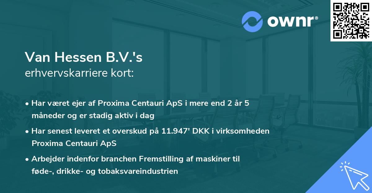 Van Hessen B.V.'s erhvervskarriere kort