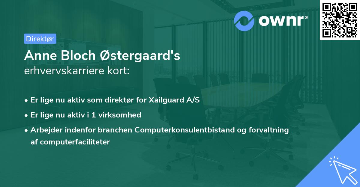 Anne Bloch Østergaard's erhvervskarriere kort