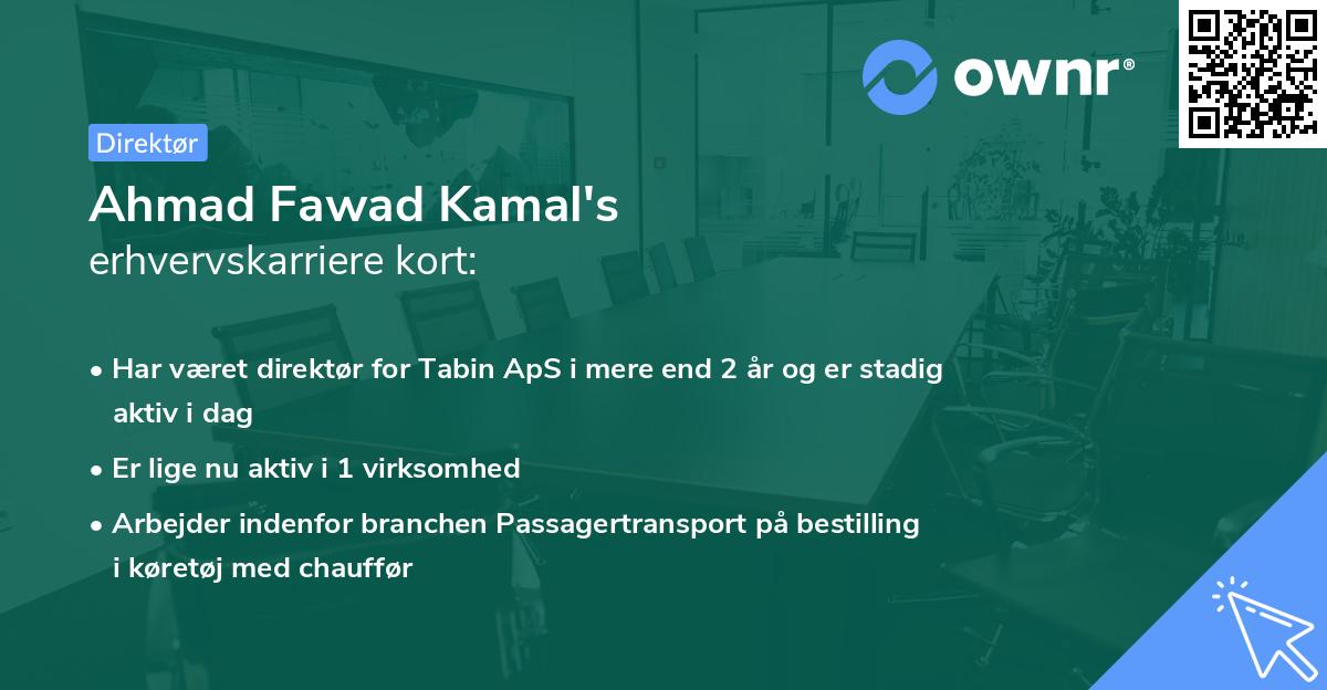 Ahmad Fawad Kamal's erhvervskarriere kort