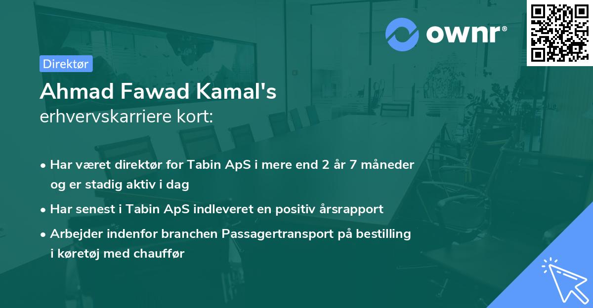 Ahmad Fawad Kamal's erhvervskarriere kort