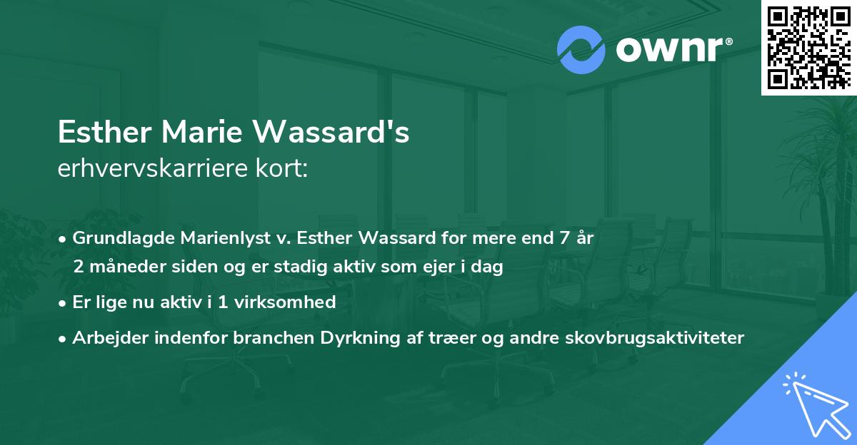 Esther Marie Wassard's erhvervskarriere kort