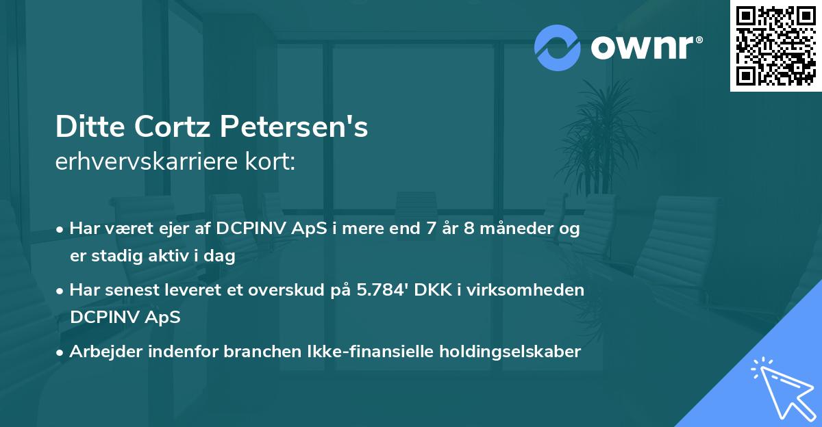 Ditte Cortz Petersen's erhvervskarriere kort