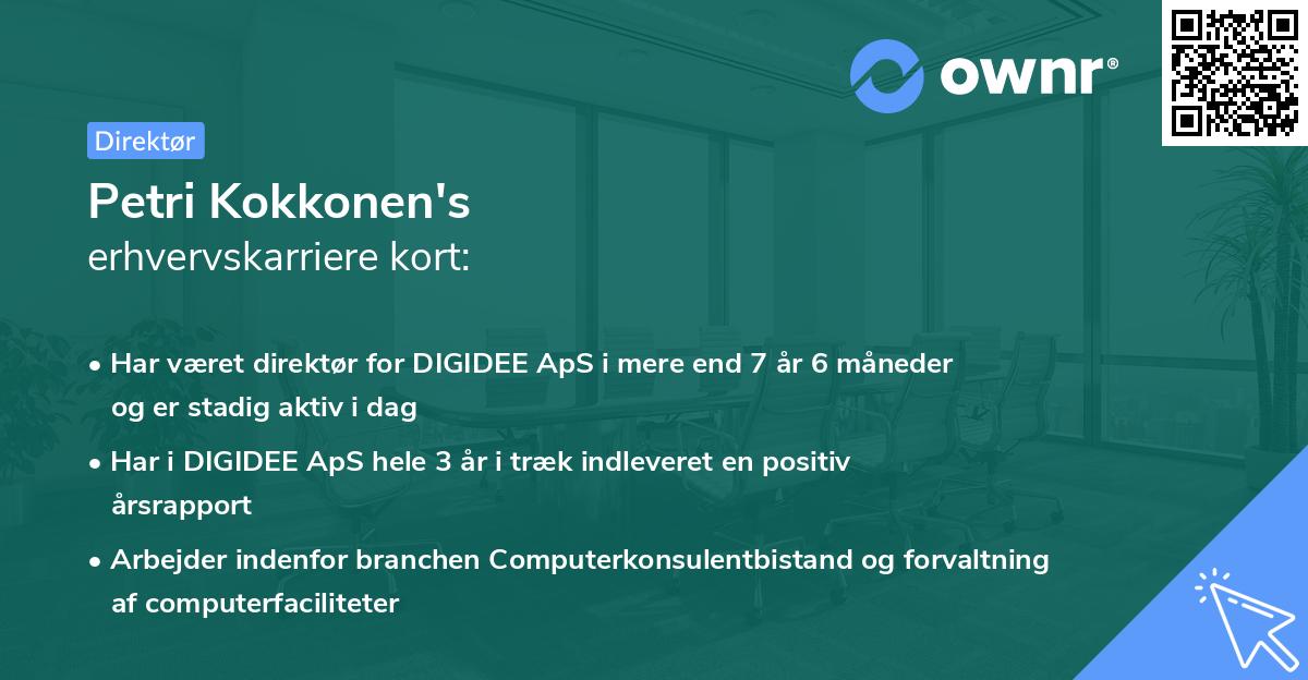 Petri Kokkonen's erhvervskarriere kort