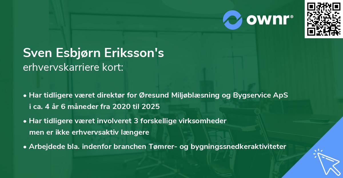 Sven Esbjørn Eriksson's erhvervskarriere kort