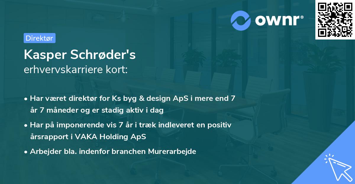 Kasper Schrøder's erhvervskarriere kort