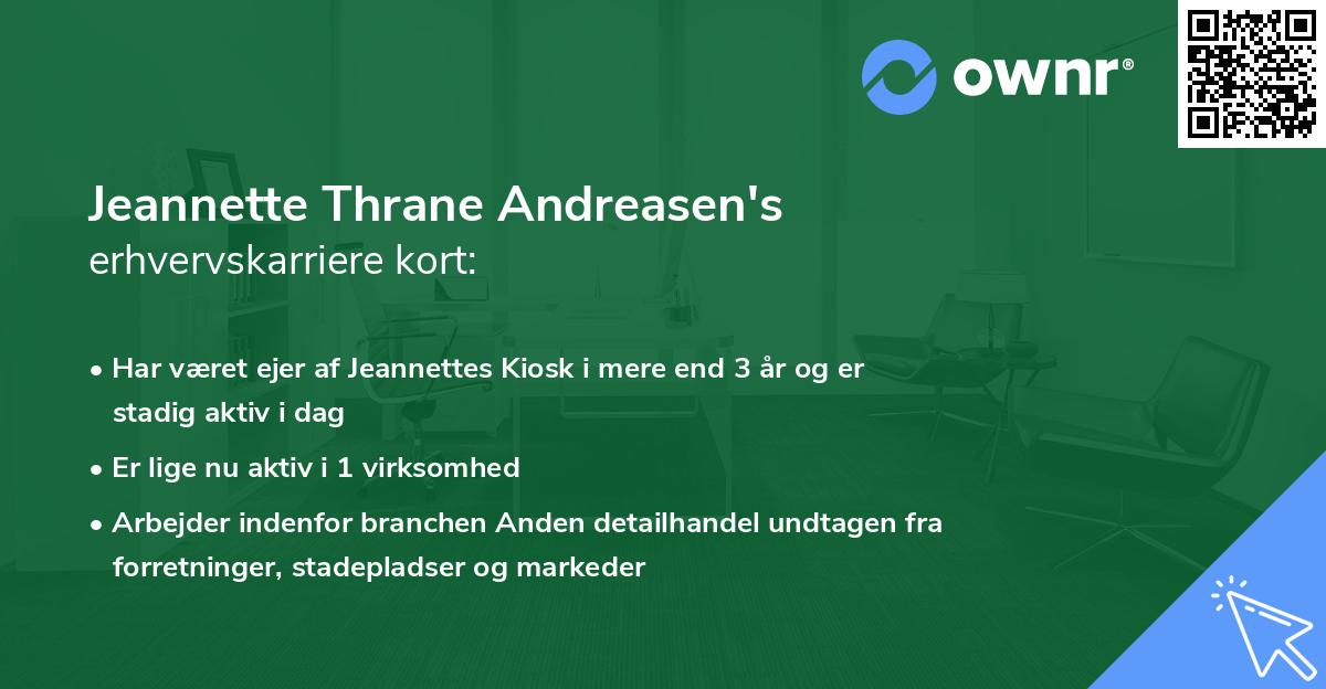 Jeannette Thrane Andreasen's erhvervskarriere kort