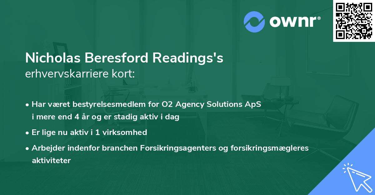 Nicholas Beresford Readings's erhvervskarriere kort