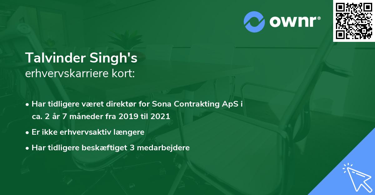 Talvinder Singh's erhvervskarriere kort