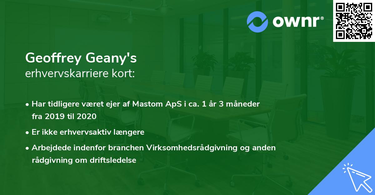 Geoffrey Geany's erhvervskarriere kort