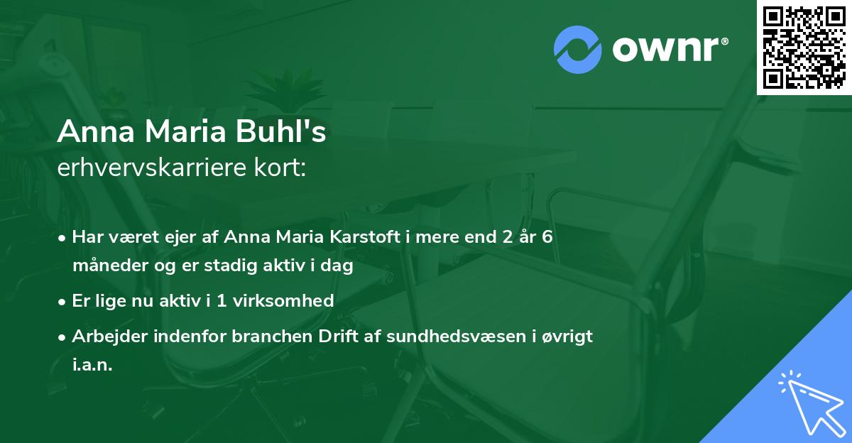 Anna Maria Buhl's erhvervskarriere kort