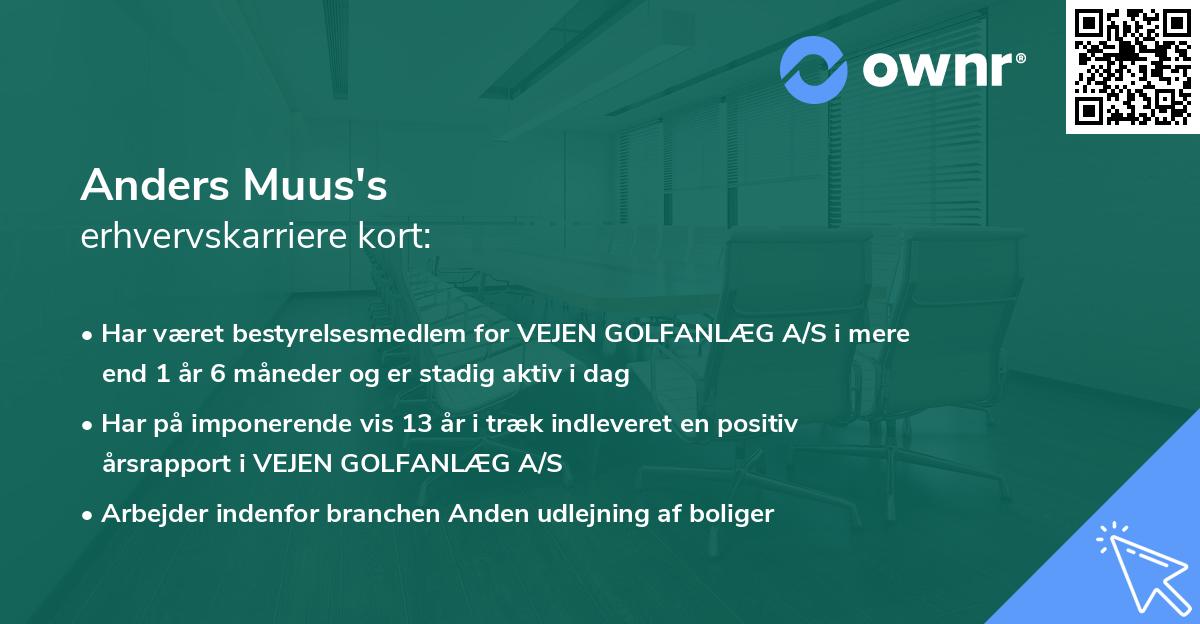 Anders Muus's erhvervskarriere kort