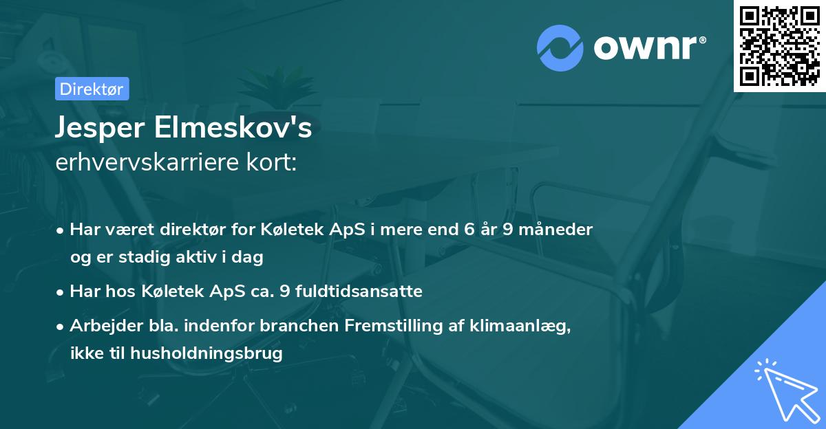 Jesper Elmeskov's erhvervskarriere kort